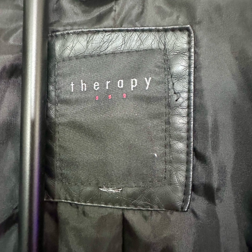 Therapy Black Leather Jacket with Gold Zippers - Picture 7 of 8